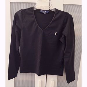 Vintage Ralph Lauren Blue Label Black V-neck Stretch Base Layer